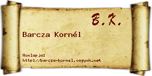 Barcza Kornél névjegykártya